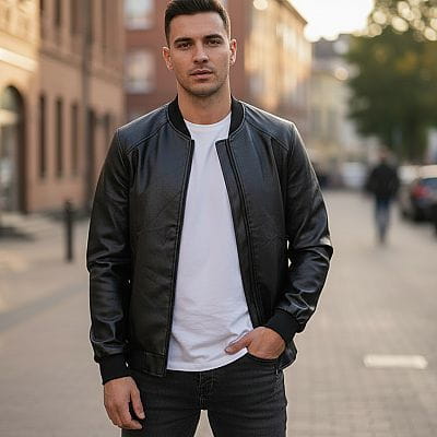 Męska kurtka ekoskóra czarna - rozmiar L