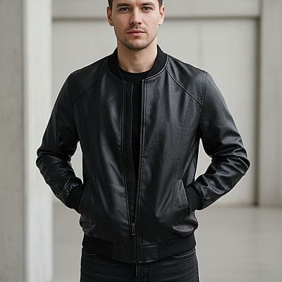 Męska kurtka ekoskóra czarna - rozmiar L